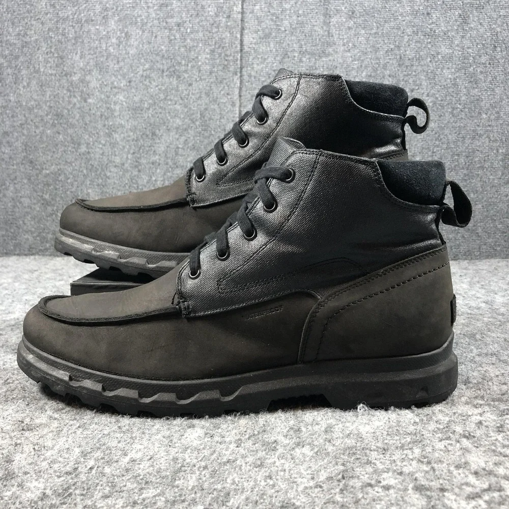 Sorel Boots Mens 15 Black Leather Waterproof Snow Lace Up NM2631-010